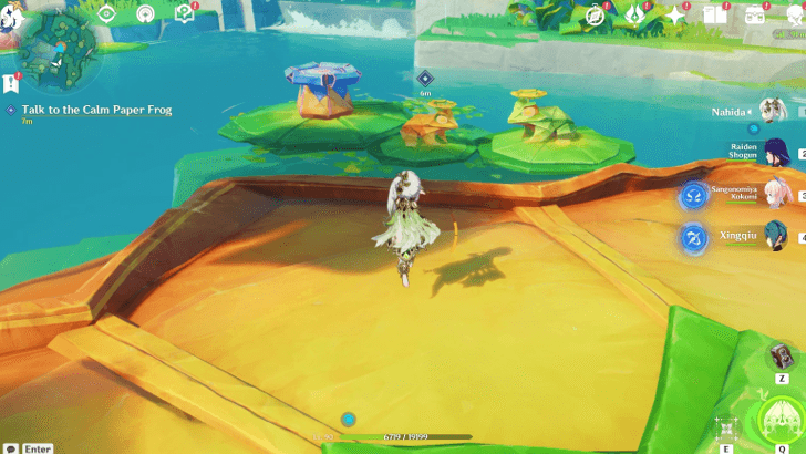 Genshin Impact The Lotus Leaf and the Champion Walkthrough - Talk to the Calm Paper Frog