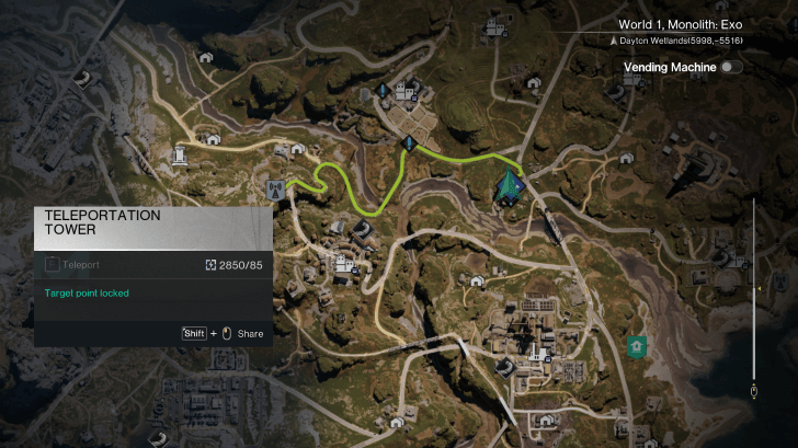 Once Human - Teleportation Tower on the Map