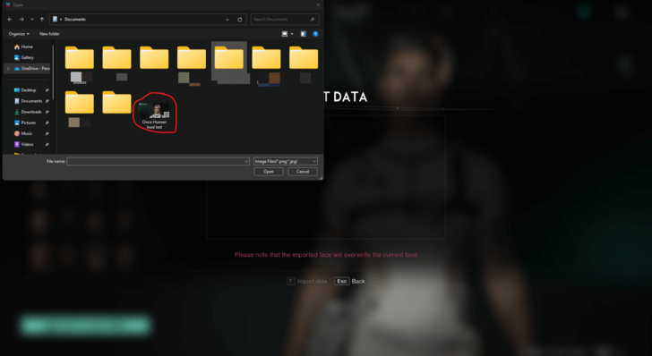 Once Human  - Character Import Select a File
