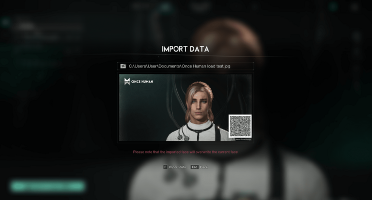 Once Human Character Creation Importing Image QR Code