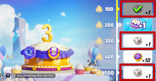 Poikemon UNITE - 3 Dice Rewards from Cake Challenge Event