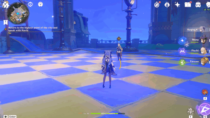 Genshin Impact They Once Walked the Starry Sky Walkthrough - Return to the highest point of the city and speak with Navia