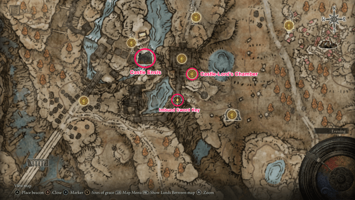 Elden Ring - Imbued Sword Key Castle Ensis Map Location