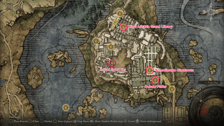 Elden Ring - Imbued Sword Key Raya Academy Map Location