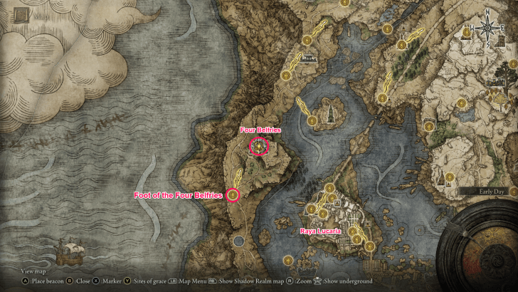 Elden Ring - Imbued Sword Key Four Belfries Key Map Location