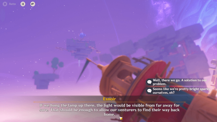 Genshin Impact Towards the Lighthouse, or Far Away Walkthrough - Go to the highest island and hang the lamp at its highest point