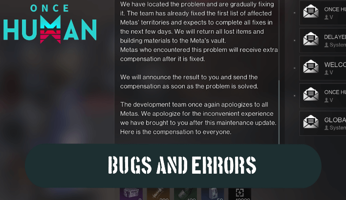 Once Human - Bugs and Errors