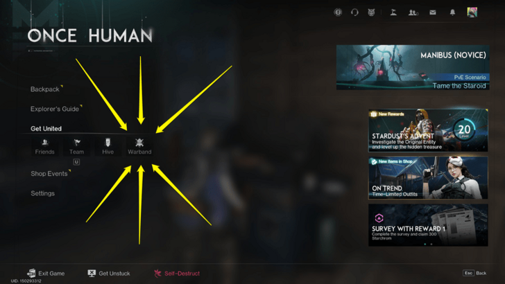 Once Human - How to Create a Warband Menu