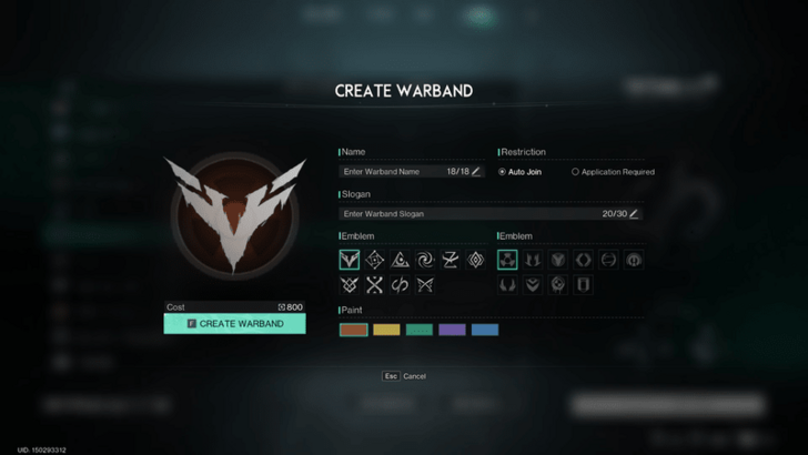 Once Human - Create a Warband Menu