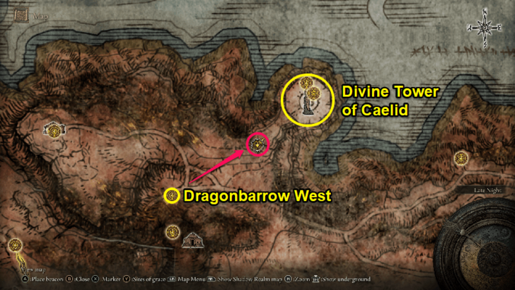 Elden Ring - Somber Stone 8 Caelid Divine Tower Map Location