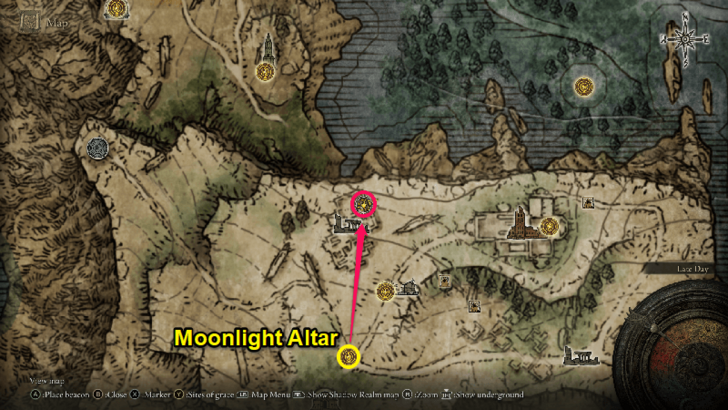 Elden Ring - Somber Stone 8 Moonlight Altar Map Location