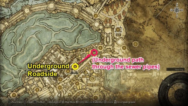 Elden Ring - Somber Stone 8 Subterranean Shunning-Grounds Map Location