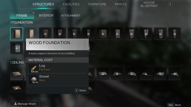 Once Human - Wood Foundation in the Build Mode Menu