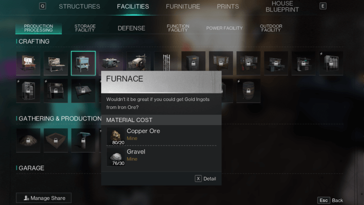 Once Human - Furnace in the Build Mode Menu