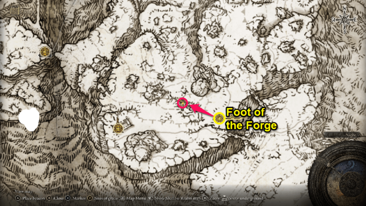 Elden Ring - Somber Stone 8 Foot of the Forge of the Forge Map Location