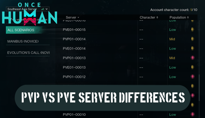 PvP vs PvE Server Differences | Once Human｜Game8