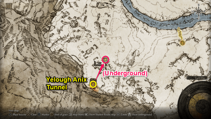 Elden Ring - Somber Stone 8 Yelough Anix Tunnel 01 Map Location