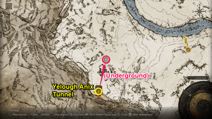 Elden Ring - Somber Stone 8 Yelough Anix Tunnel 02 Map Location