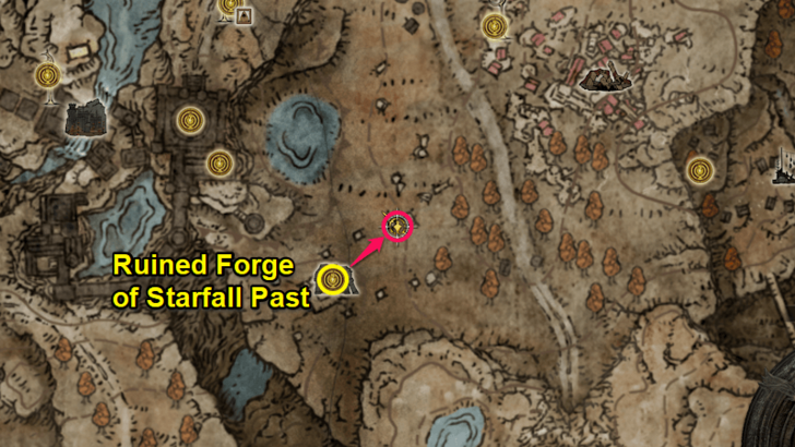 Elden Ring - Somber Stone 8 Outside of Ruined Forge of Starfall Past 01 Map Location