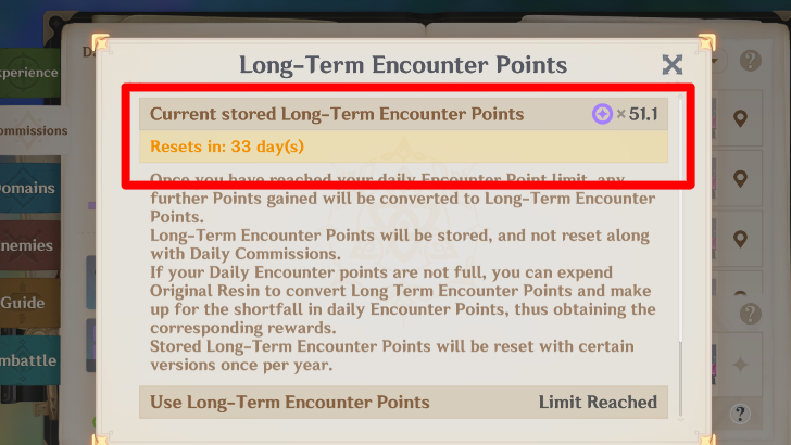Genshin - Long-Term Encounter Points Reset