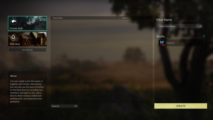Once Human - Create Hive Screen