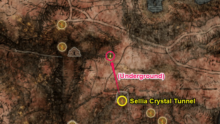 Elden Ring - Somber Smithing Stone 4 Caelid Sellia Crystal Tunnel 03 Map Location