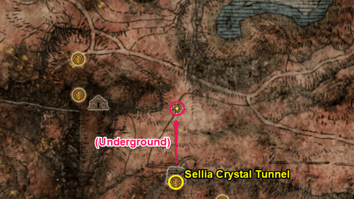Elden Ring - Somber Smithing Stone 4 Caelid Sellia Crystal Tunnel 02 Map Location