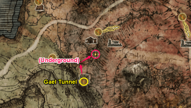 Elden Ring - Somber Smithing Stone 4 Gael Tunnel Map Location