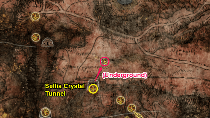 Elden Ring - Somber Smithing Stone 4 Caelid Sellia Crystal Tunnel 01 Map Location