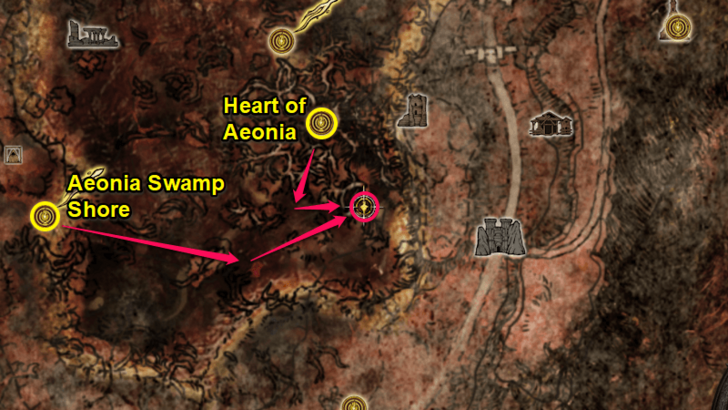 Elden Ring - Somber Smithing Stone 4 Aeonia Swamp Map Location
