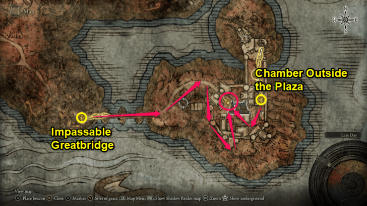 Elden Ring - Somber Smithing Stone 4 Redmane Castle Lion Guardians Map Location