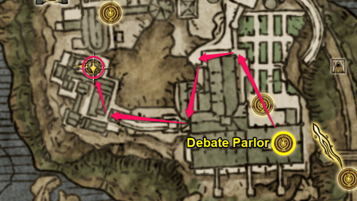 Elden Ring - Somber Smithing Stone 4 Raya Lucaria Academy Rooftops Map Location