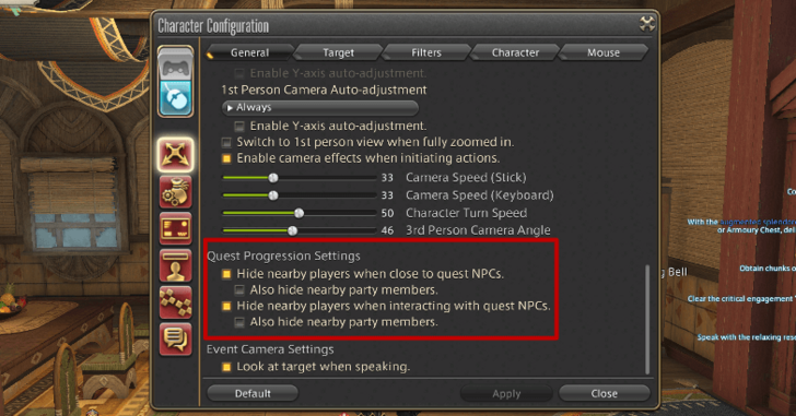 Hide Nearby Players on Character Config