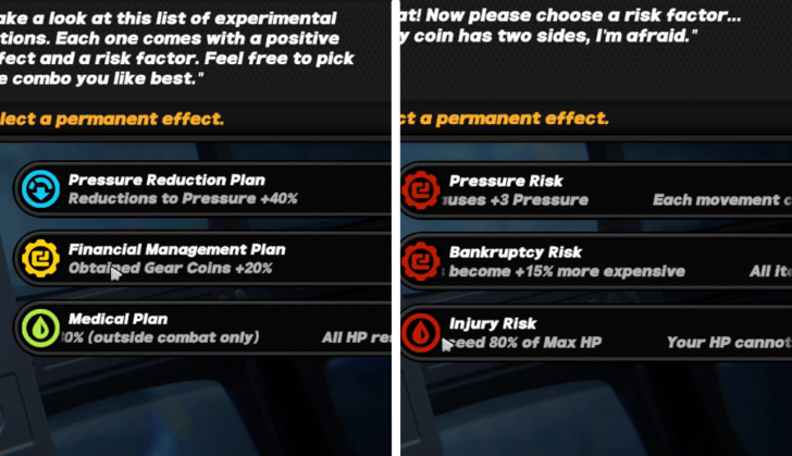 Withering Garden Floor 1 Buff and Debuff Selection