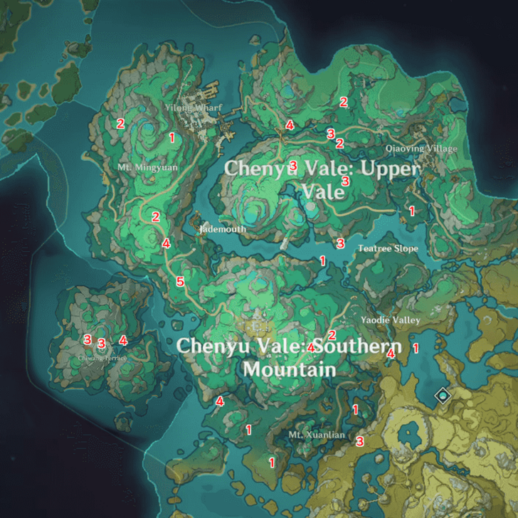 Hilichurl Locations in Chenyu Vale