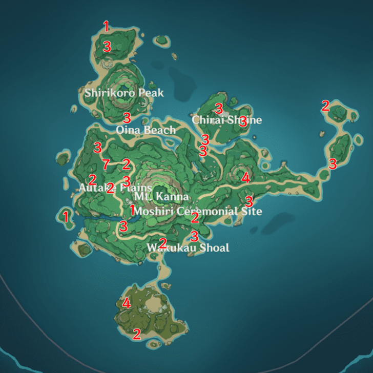 Hilichurl Locations in Tsurumi Island