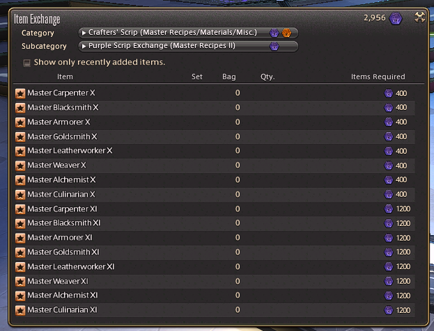FFXIV - Master Crafting Item Exchange