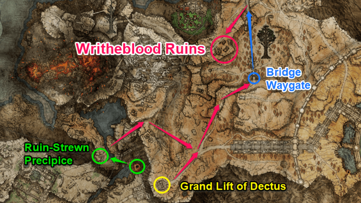 Elden Ring - Get to the Writheblood Ruins in Altus Plateau