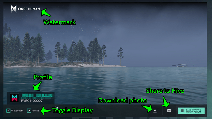 Once Human - Save Photo Options