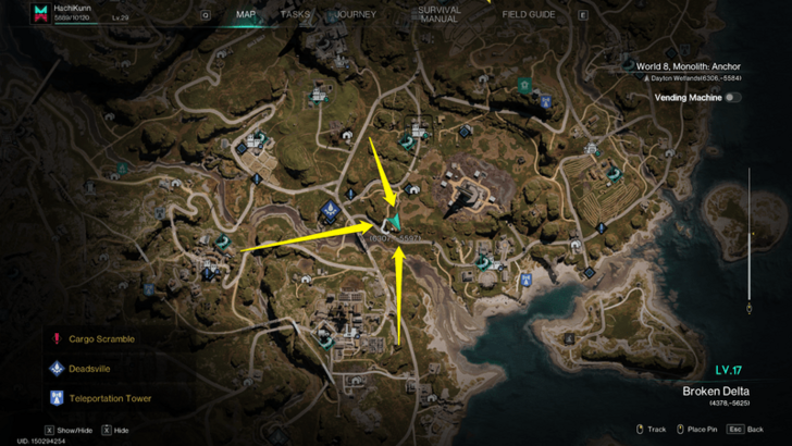 Once Human - Morphic Crate Location OVerlook Town Map