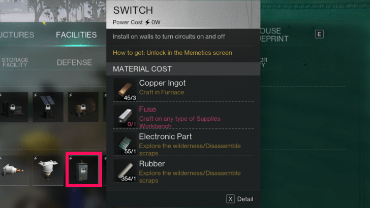 Once Human - Switch in Build Menu