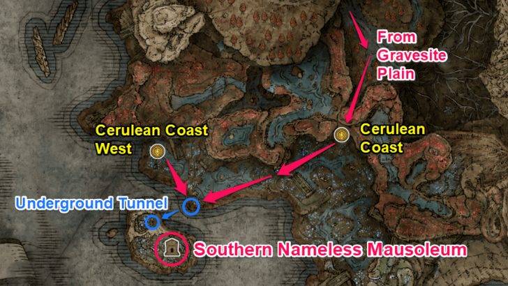 Elden Ring - Southern Nameless Mausoleum Location