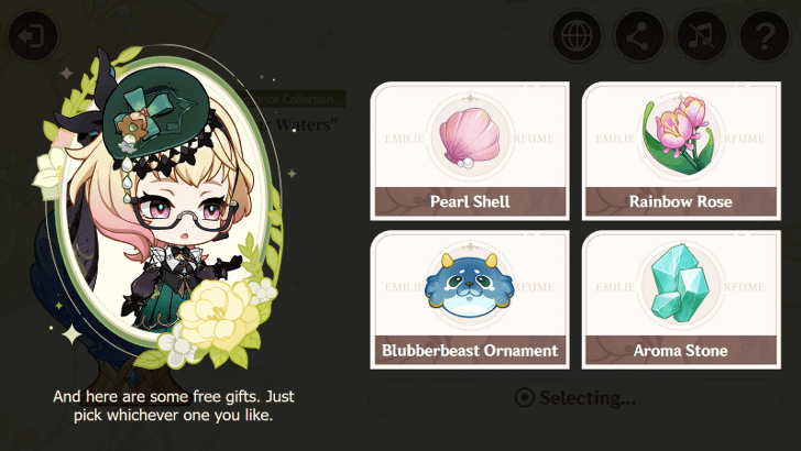 Genshin - Perfumery Web Event - Choose one of four decorations