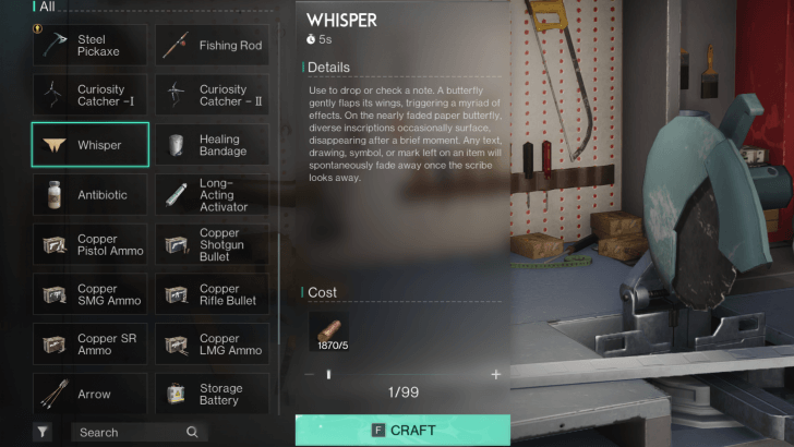 Once Human - Whisper in the Supplies Workbench