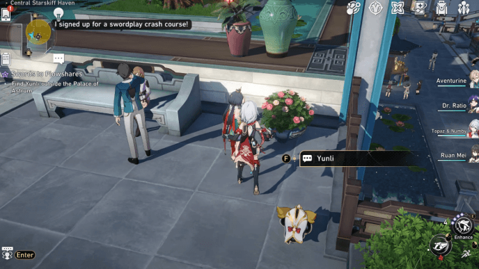 Honkai Star Rail - Swords to Plowshares Companion Mission - Find Yunli Outside the Palace of Astrum