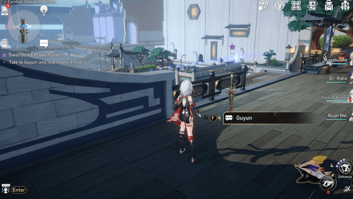 Honkai Star Rail - Swords to Plowshares Companion Mission - Talk to Guyun