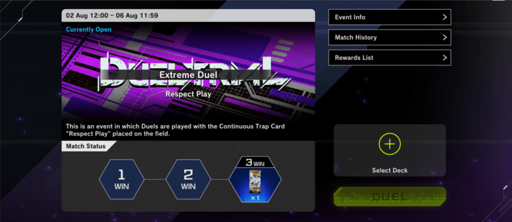 No Loaner Decks in Tryout Duel Respect Play