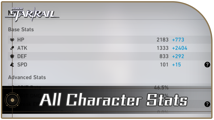 Honkai Star Rail - All Character Stats