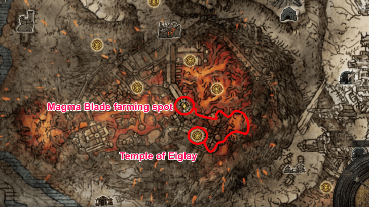 route to Magma Blade farming spot