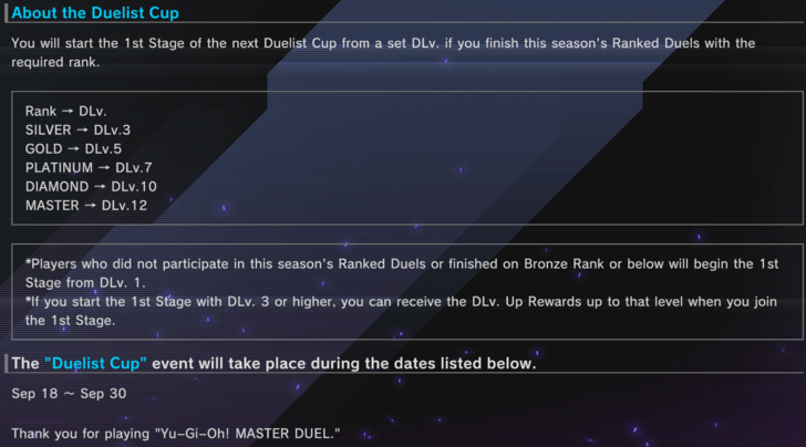 Master Duel - Duelist Cup September 2024 Announced